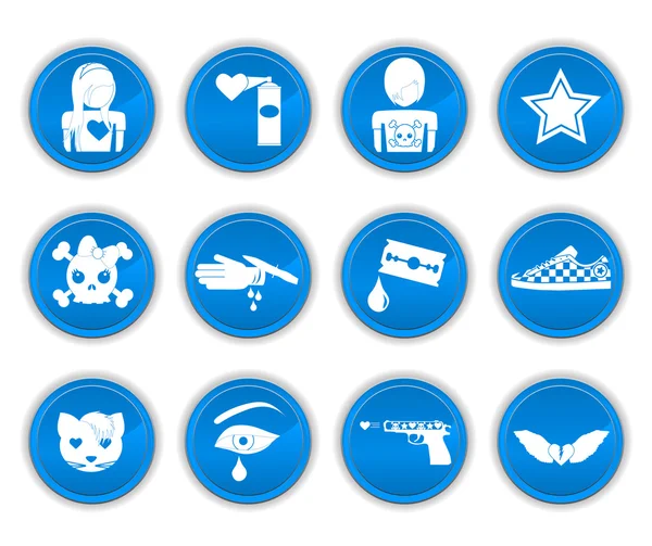Icônes Emo bleu — Image vectorielle