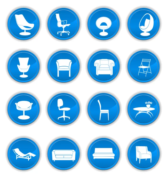 Conjunto de mobiliário azul — Vetor de Stock