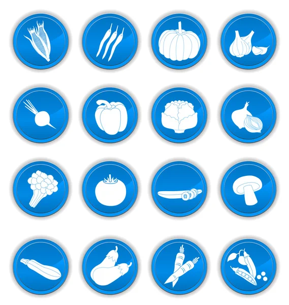 Vegetable icons blue — Stock Vector