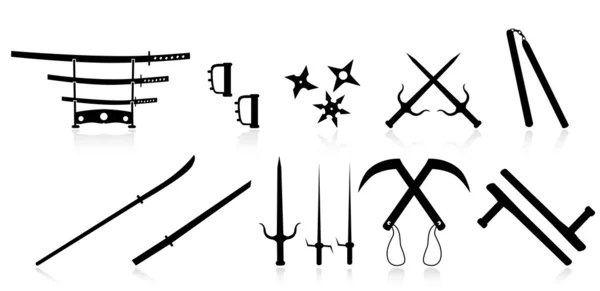 Set of martial arts weapons — Stock Vector