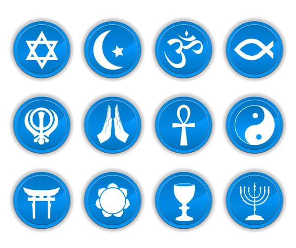 Religion ikoner blå Royaltyfria illustrationer