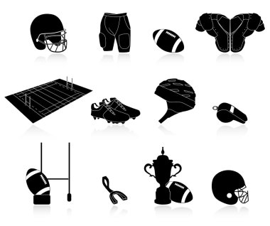 Set of rugby icons clipart