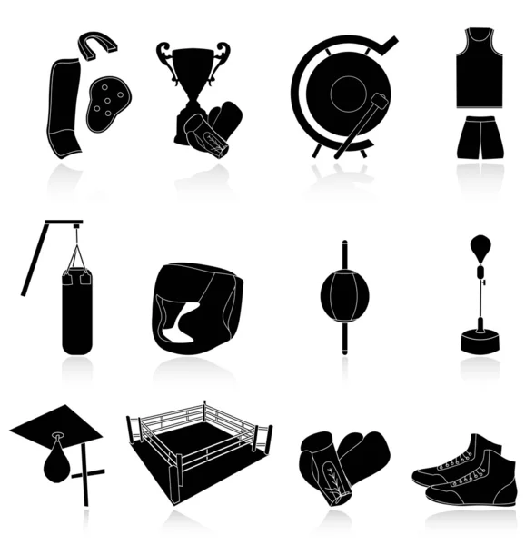 Iconos de boxeoBoksen pictogrammen — Stockvector