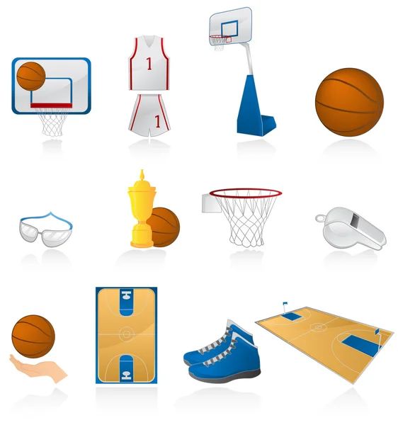 Zestaw ikon koszykówki — Wektor stockowy