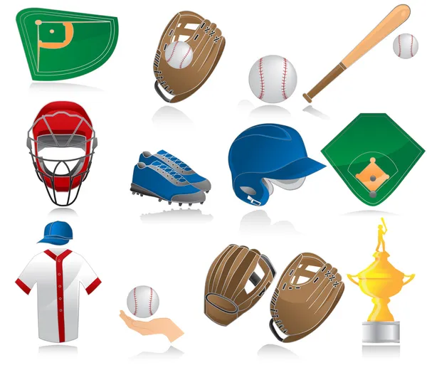 Conjunto de iconos de béisbol — Vector de stock
