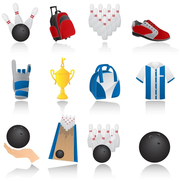 Icone del bowling — Vettoriale Stock