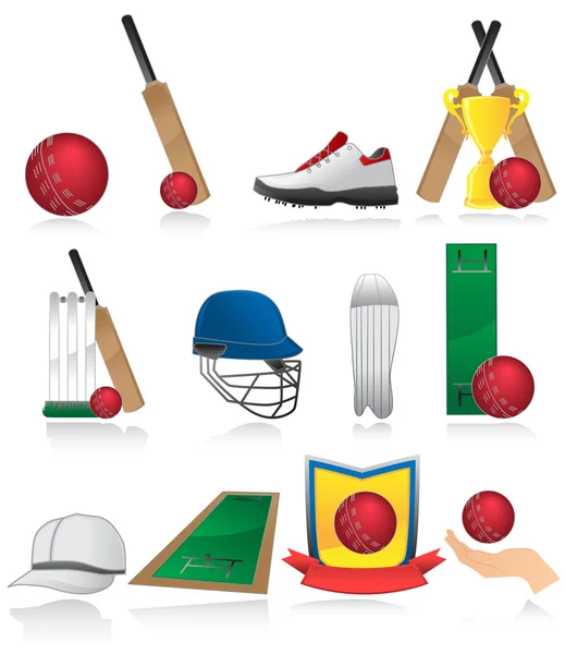 Iconos de cricket — Archivo Imágenes Vectoriales