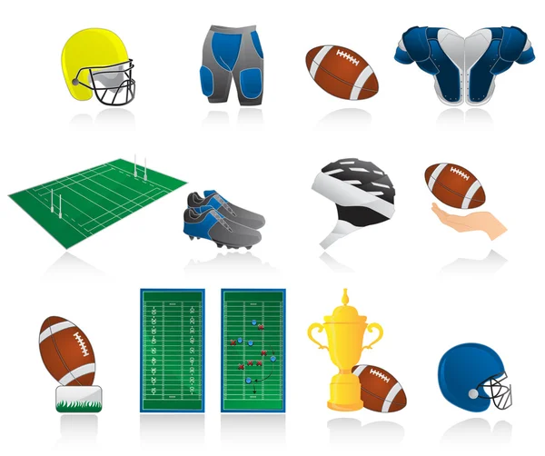 Conjunto de iconos de rugby — Vector de stock
