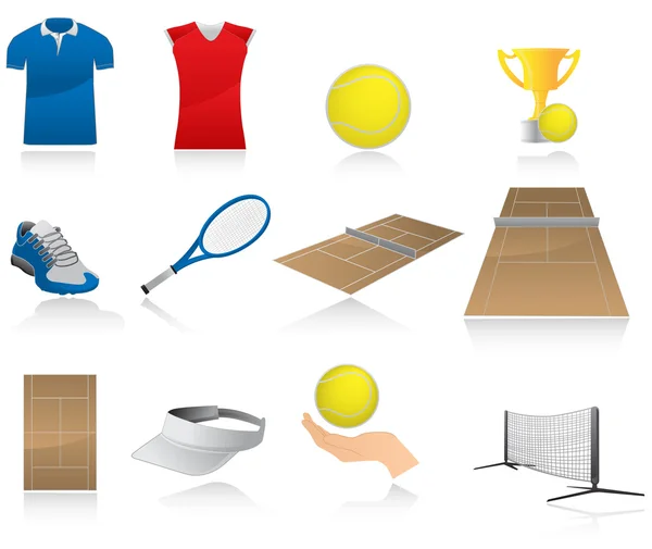 Set van tennis pictogrammen — Stockvector