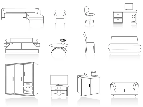 Furniture icons — Stock Vector