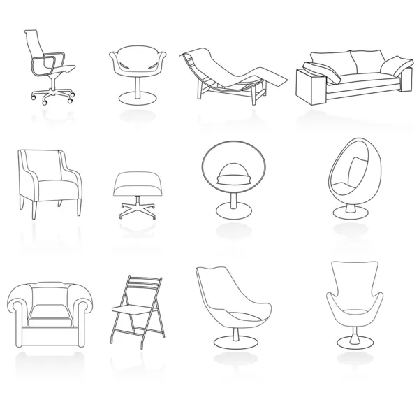 Набор стульев — стоковый вектор