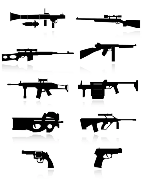 Guns ikoner svart — Stock vektor