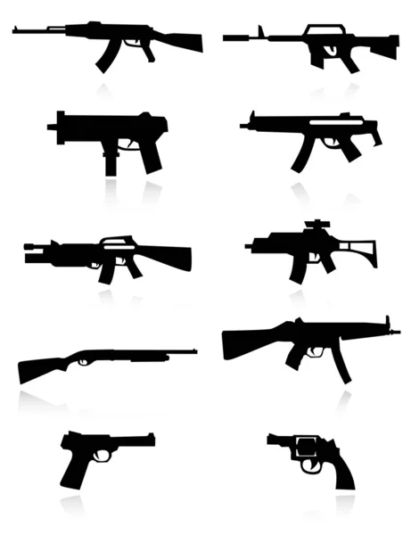 Silah simgeler siyah — Stok Vektör