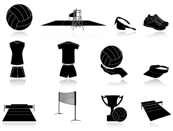 Conjunto de ícones de voleibol — Vetor de Stock