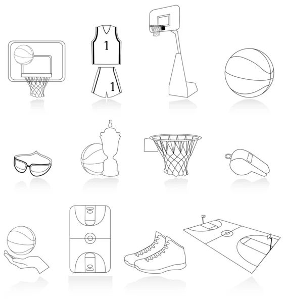 Ensemble d'icônes de basket — Image vectorielle