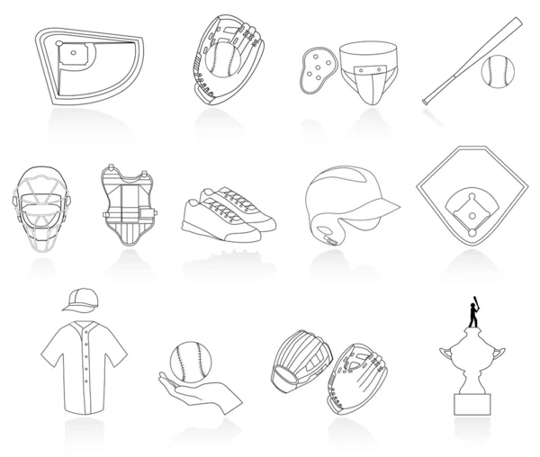 Set van honkbal pictogrammen — Stockvector
