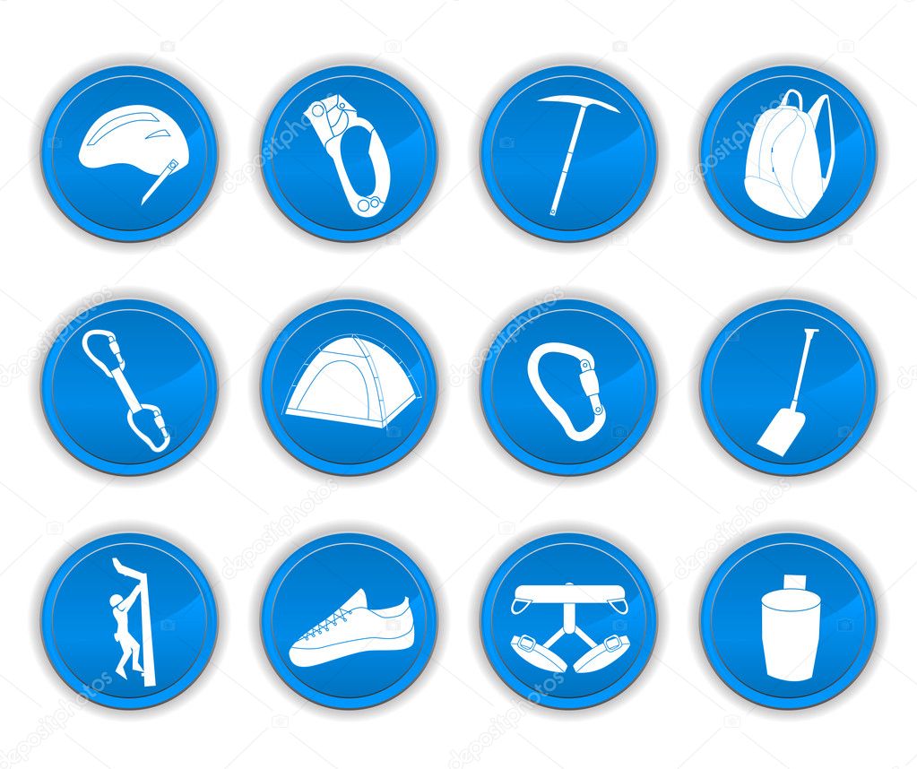 Climbing,camping and exploration icons