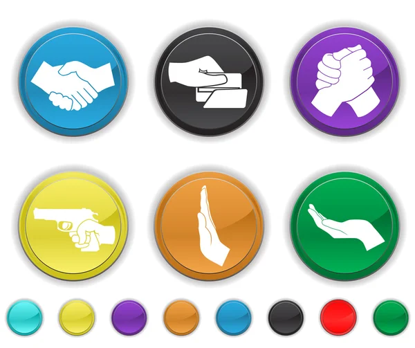 Handen van pictogrammen, pictogrammen van elke kleur is ingesteld op een andere laag — Stockvector