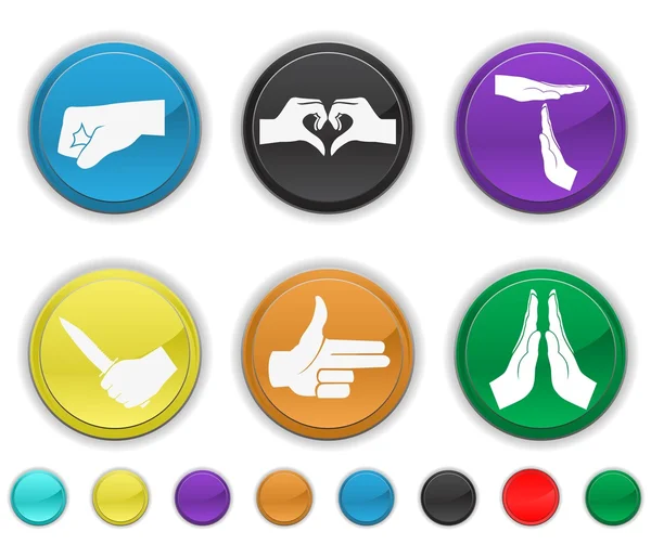 Hands icons,each color icons is set set on a different layer — Stock Vector
