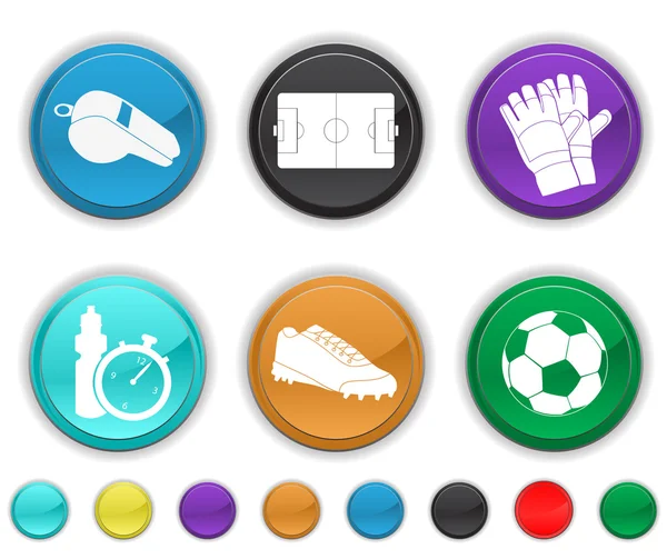 Soccer icons,the color icons are set on a different layer — Stock Vector