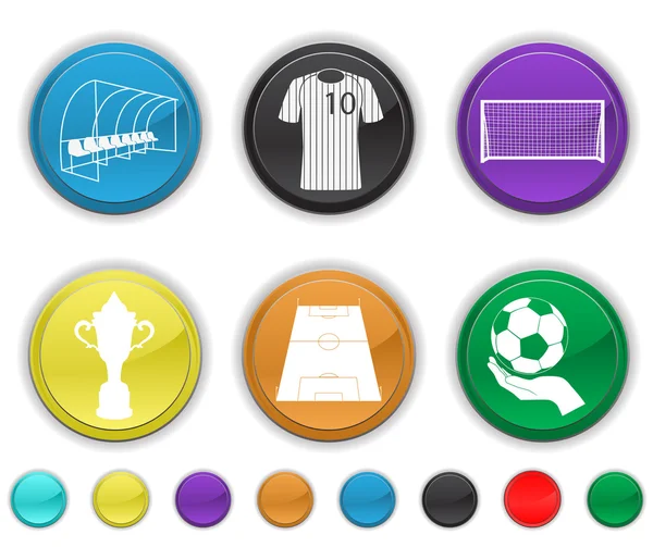 Iconos de fútbol, los iconos de color se establecen en una capa diferente — Archivo Imágenes Vectoriales