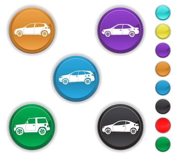 Iconos de coche, los iconos de color se establecen en una capa diferente — Archivo Imágenes Vectoriales