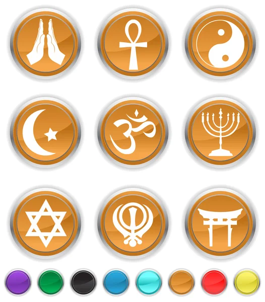 Ikony religii, każdy ikona kolor znajduje się na różne warstwy — Wektor stockowy