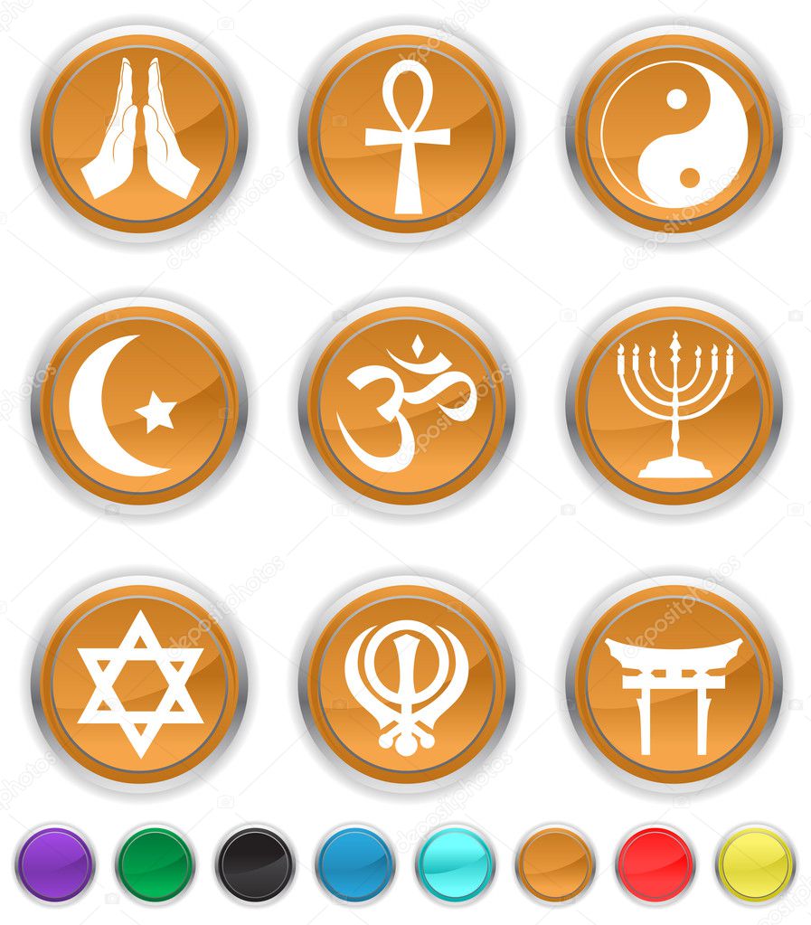 Religion icons,each color icon is set on a different layer