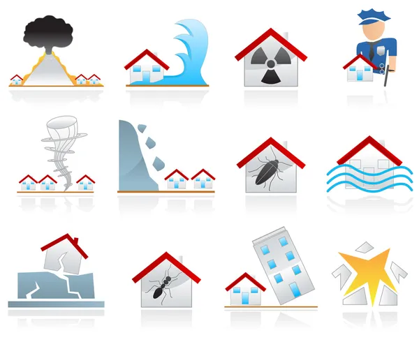 House disaster icons — Stock Vector
