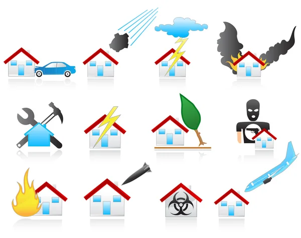 Symbole der Hauskatastrophe — Stockvektor