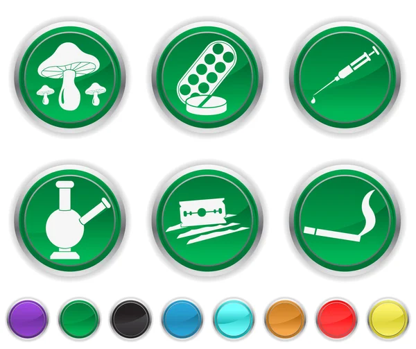 Drogas recreativas, cada icono de color se establece en una capa diferente — Archivo Imágenes Vectoriales