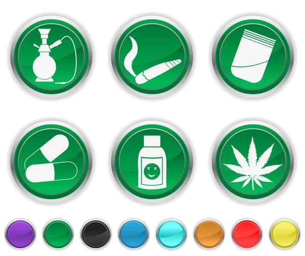 Recreatie drugs, elk pictogram kleur is ingesteld op een andere laag — Stockvector