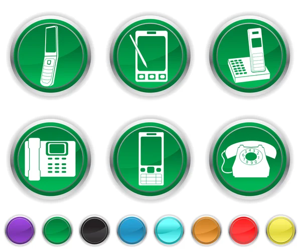 Ícones do telefone, cada ícone de cor é definido em uma camada diferente — Vetor de Stock