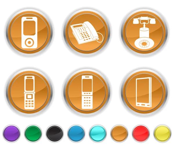 Ikon telepon, setiap ikon warna diatur pada lapis yang berbeda - Stok Vektor