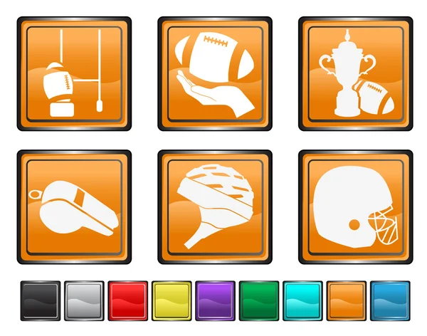 Iconos de rugby, cada icono de color se establece en una capa diferente — Vector de stock