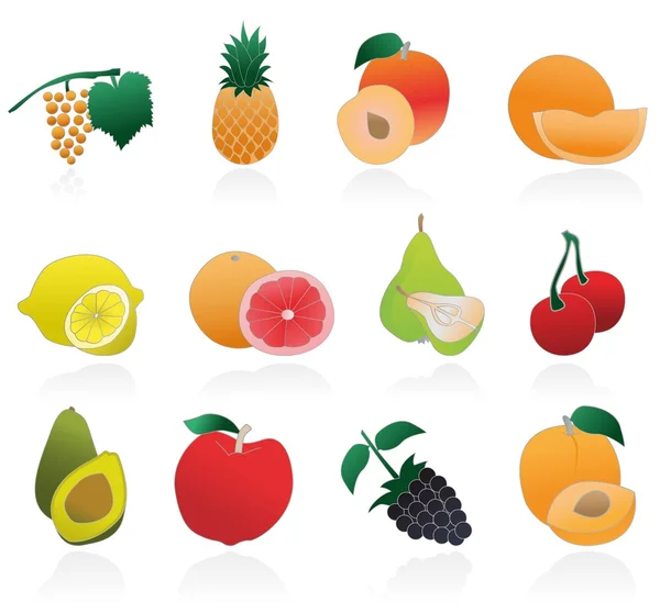 Set van fruit pictogrammen — Stockvector
