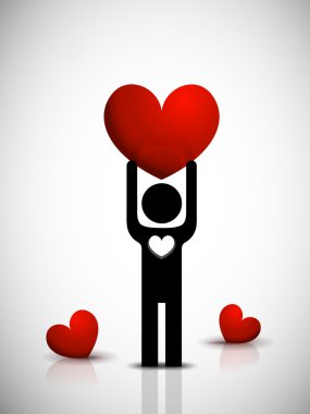 Figure of a man with three hearts clipart