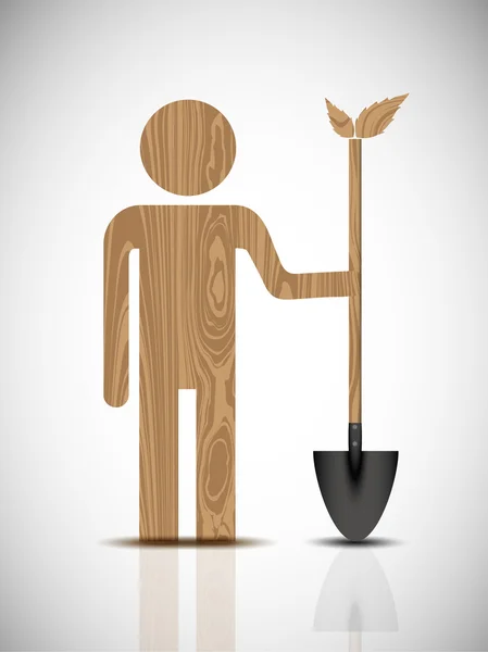 Figure of a man with a garden shovel — Stock Vector