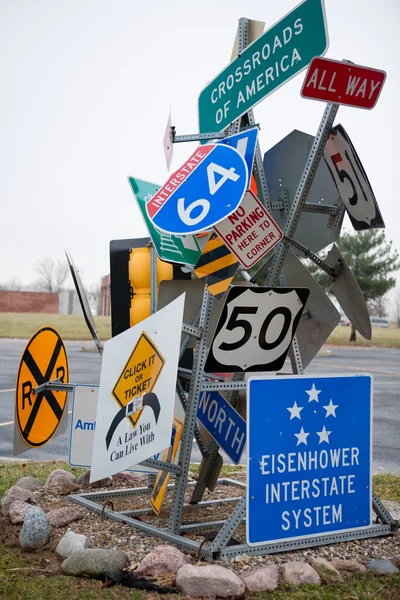 Road sign cluster — Stock Photo, Image