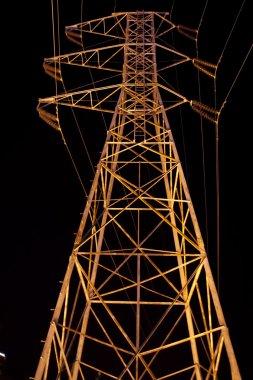 Elecrical High Power Wires at Night clipart