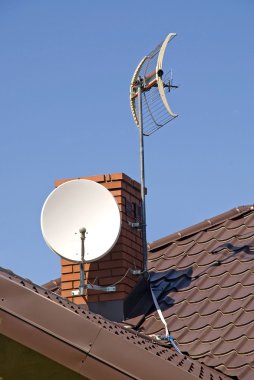 Satellite dish on the roof clipart