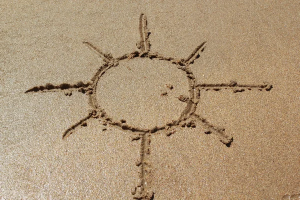 Drawing in the sand on the beach — Stock Photo, Image