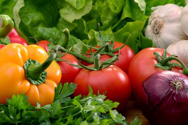 Composition with variety of raw vegetables clipart