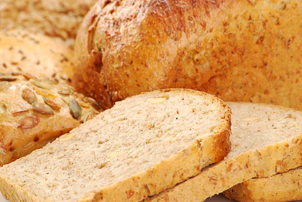 Komposisi dengan roti dan roti gulung — Stok Foto
