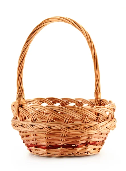 Empty wicker basket isolated on white — Stock Photo, Image