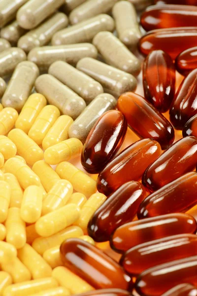 Samenstelling met voedingssupplement capsules — Stockfoto