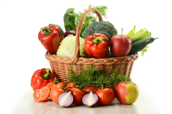Vegetables in wicker basket