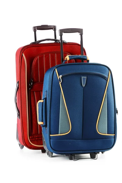 흰색 위에 따로 떼어 놓은 커다란 여행 가방으로 이루어진 가방들 — 스톡 사진