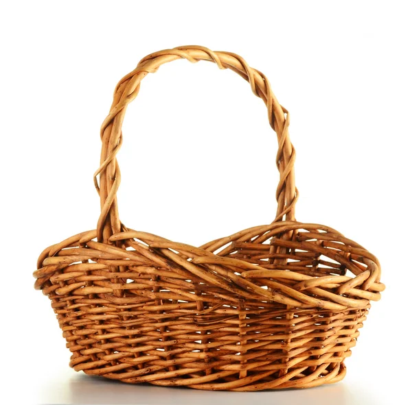Empty wicker basket isolated on white — Stock Photo, Image