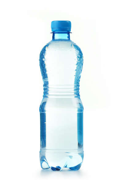 Polycarbonate plastic bottle of mineral water isolated on white